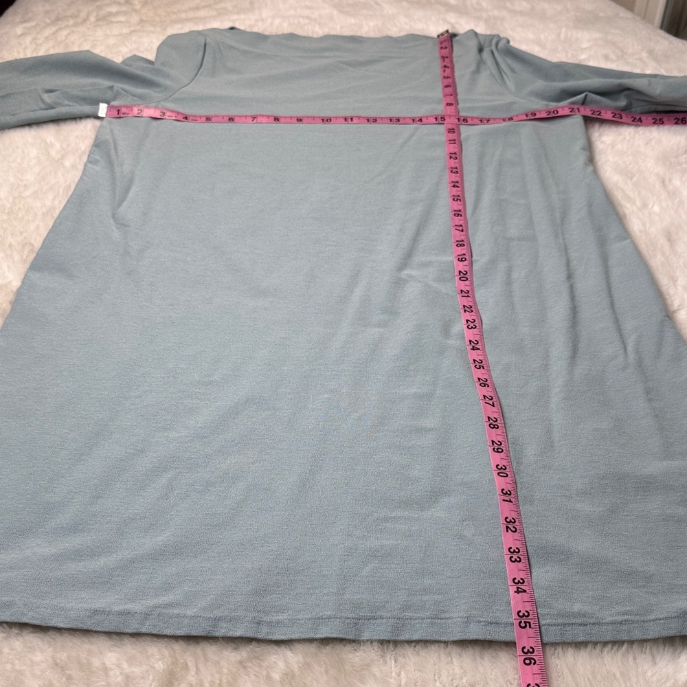 Eileen Fisher Washable Stretch Crepe Shift Dress L Boat Neck Viscose 3/4 Sleeves - Picture 7 of 10